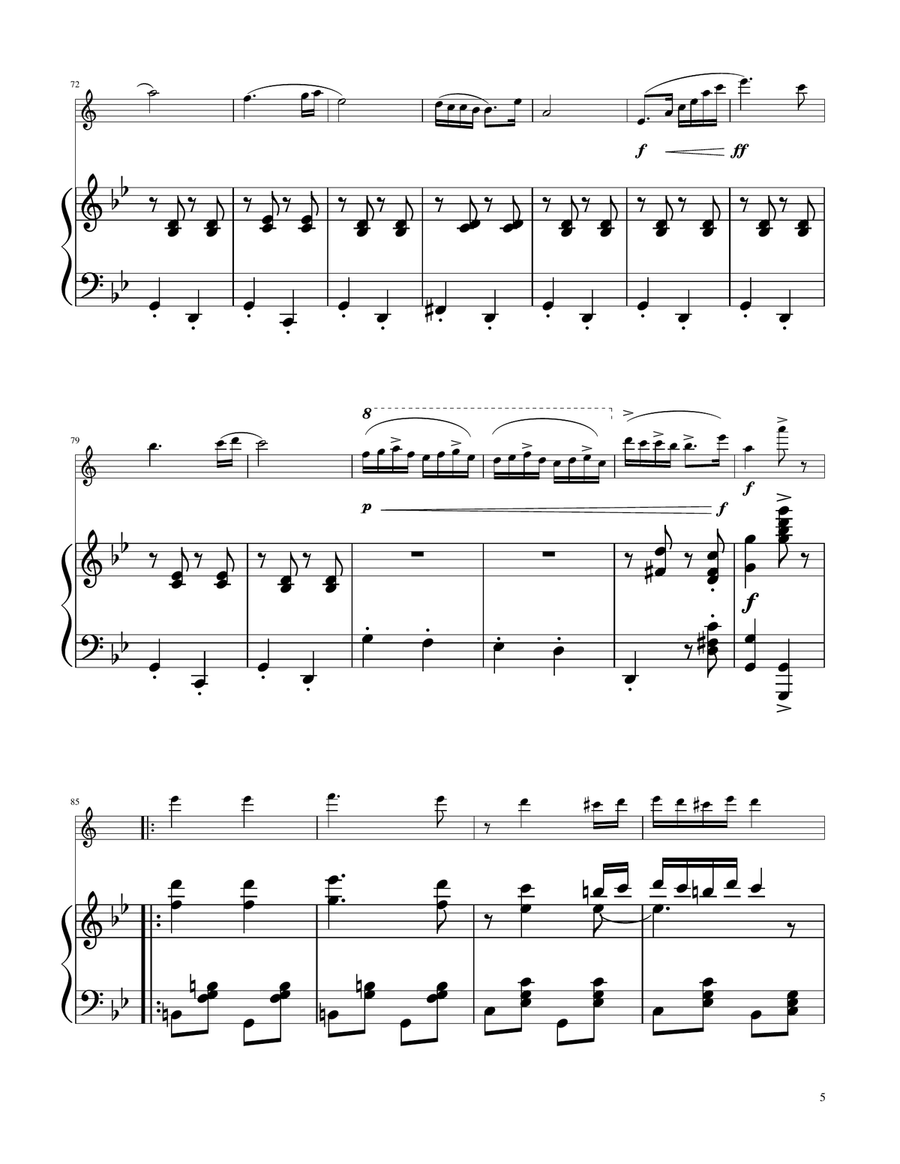 Hungarian Dance No. 5 - Tenor Sax Solo w/Piano Tenor Saxophone scores gallery preview page 5