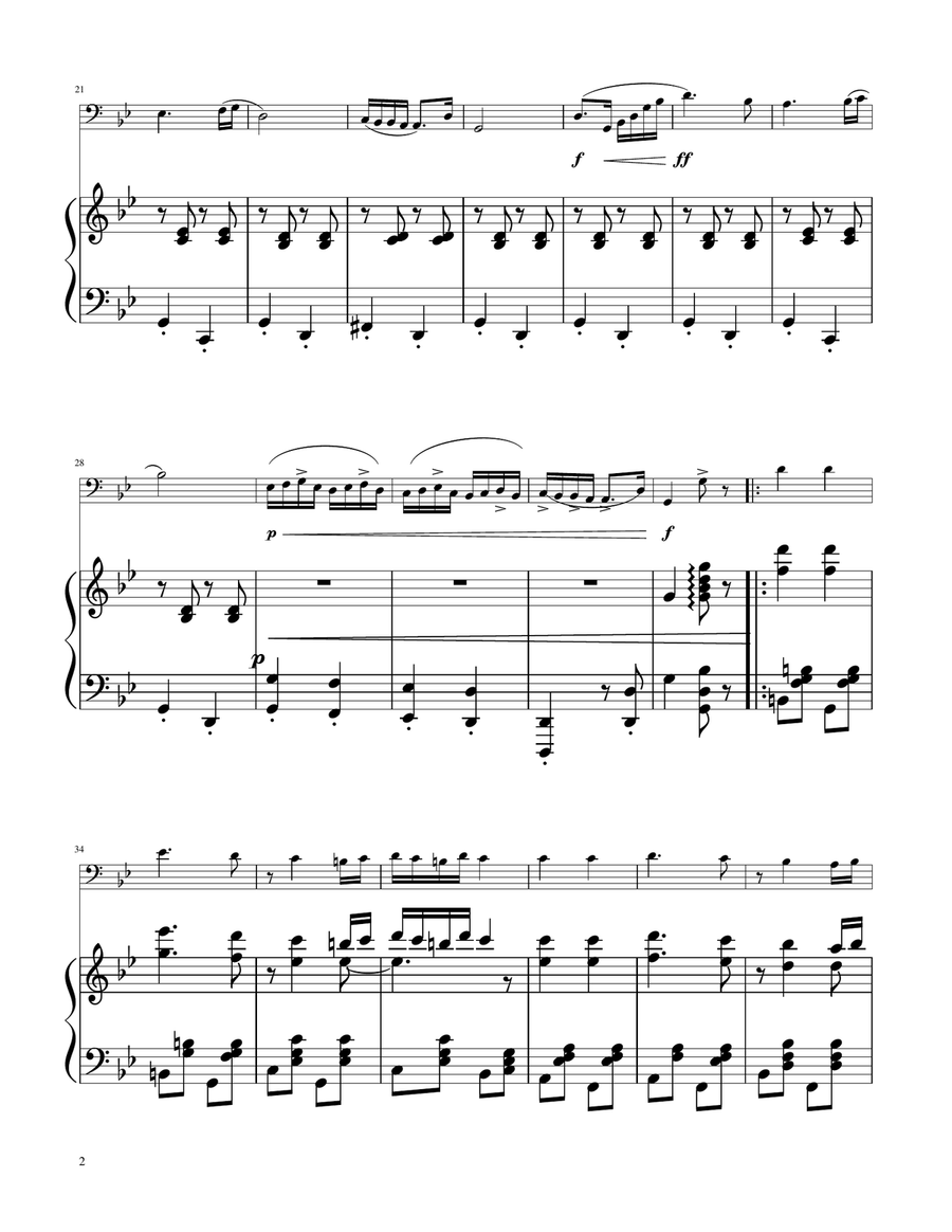 Hungarian Dance No. 5 - Trombone Solo w/Piano Piano scores gallery preview page 2