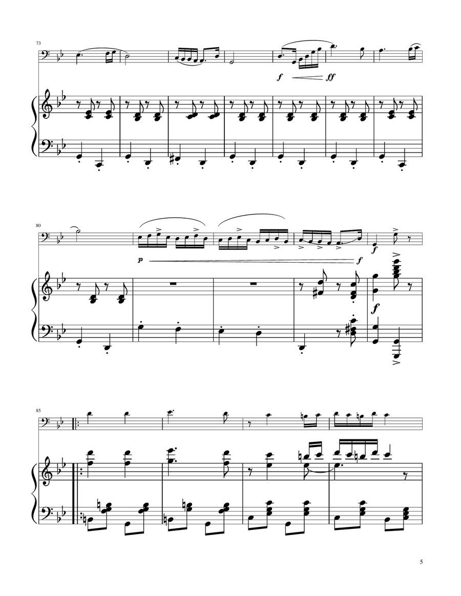 Hungarian Dance No. 5 - Trombone Solo w/Piano Piano scores gallery preview page 5