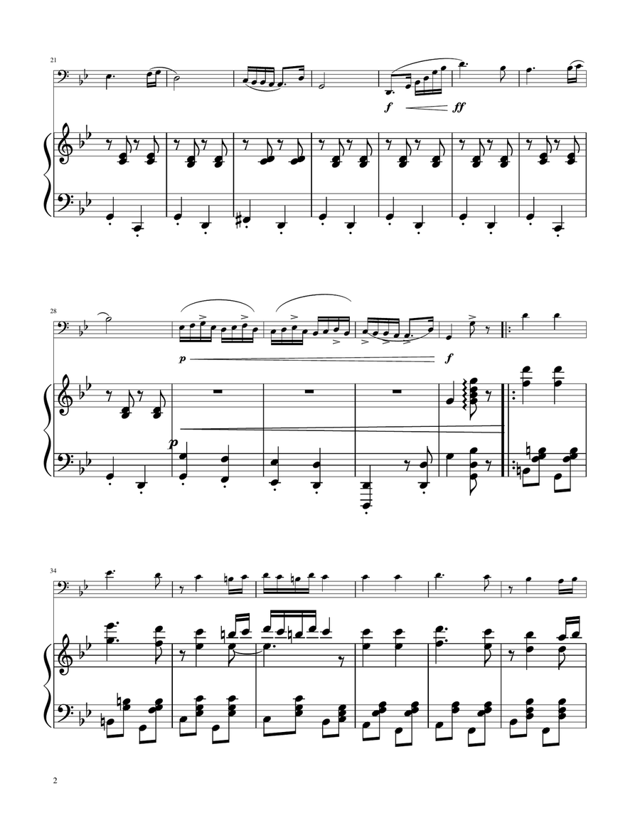 Hungarian Dance No. 5 - Cello Solo w/Piano Piano scores gallery preview page 2