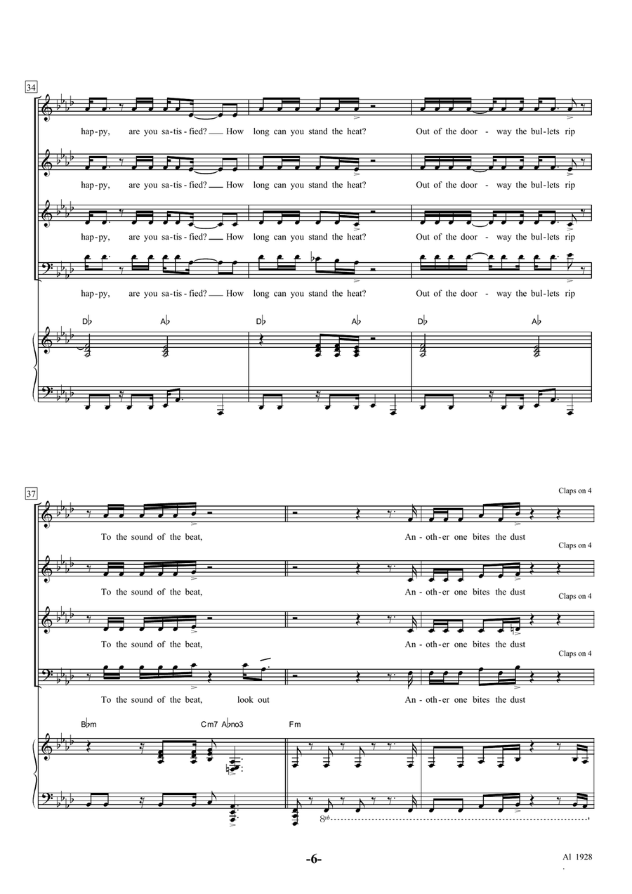 Another One Bites The Dust Choir scores gallery preview page 6