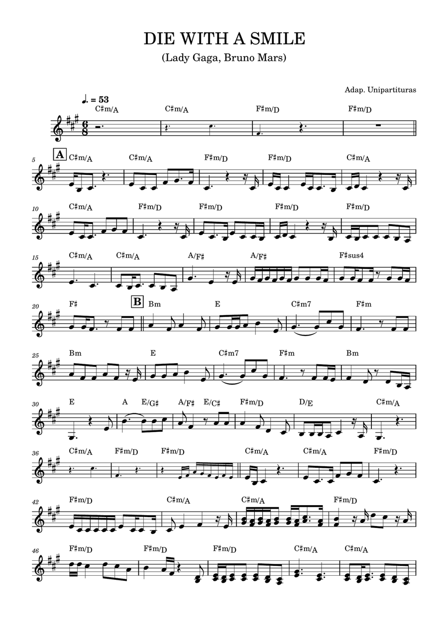 Die with a smile Die with a smile Piano Solo scores gallery preview page 1