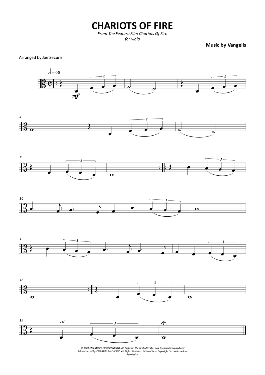 Chariots Of Fire Chariots Of Fire Viola Solo scores gallery preview page 1