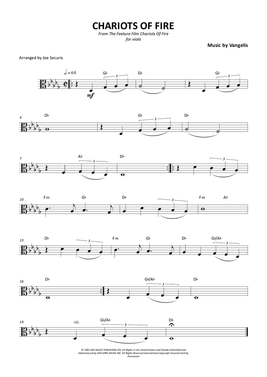 Chariots Of Fire Chariots Of Fire Viola Solo scores gallery preview page 1