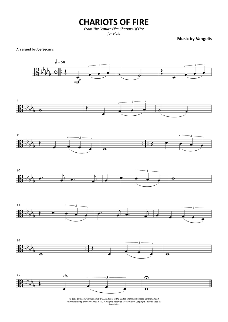 Chariots Of Fire Chariots Of Fire Viola Solo scores gallery preview page 1