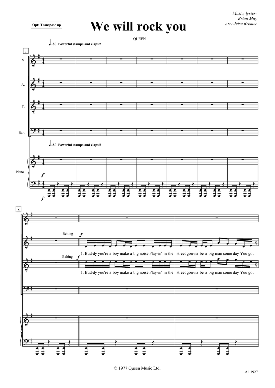 We Will Rock You We Will Rock You Choir scores gallery preview page 1