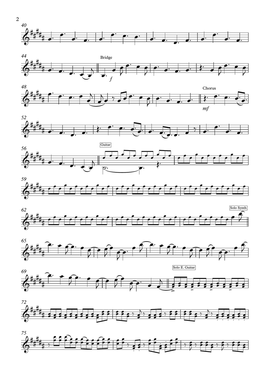 Everybody Wants To Rule The World Alto Saxophone scores gallery preview page 2