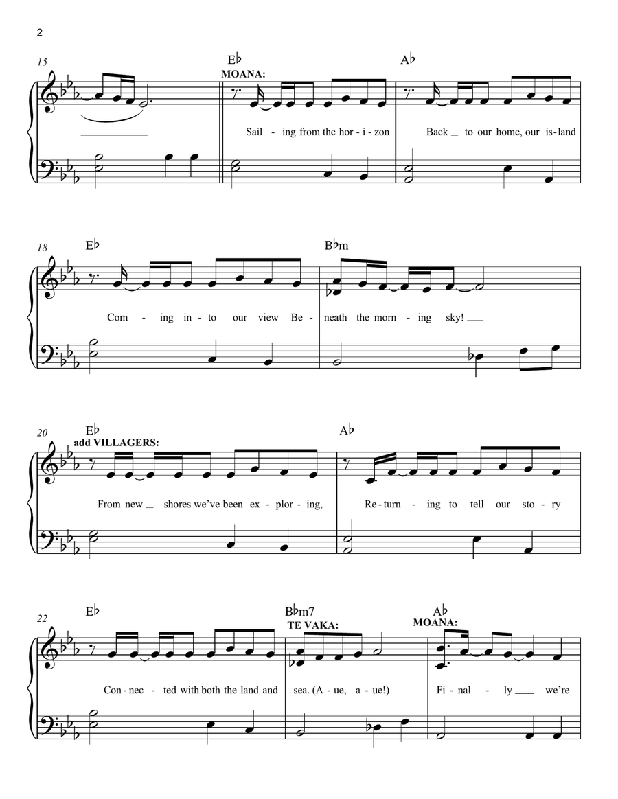 We're Back (from Moana 2) Easy Piano scores gallery preview page 2