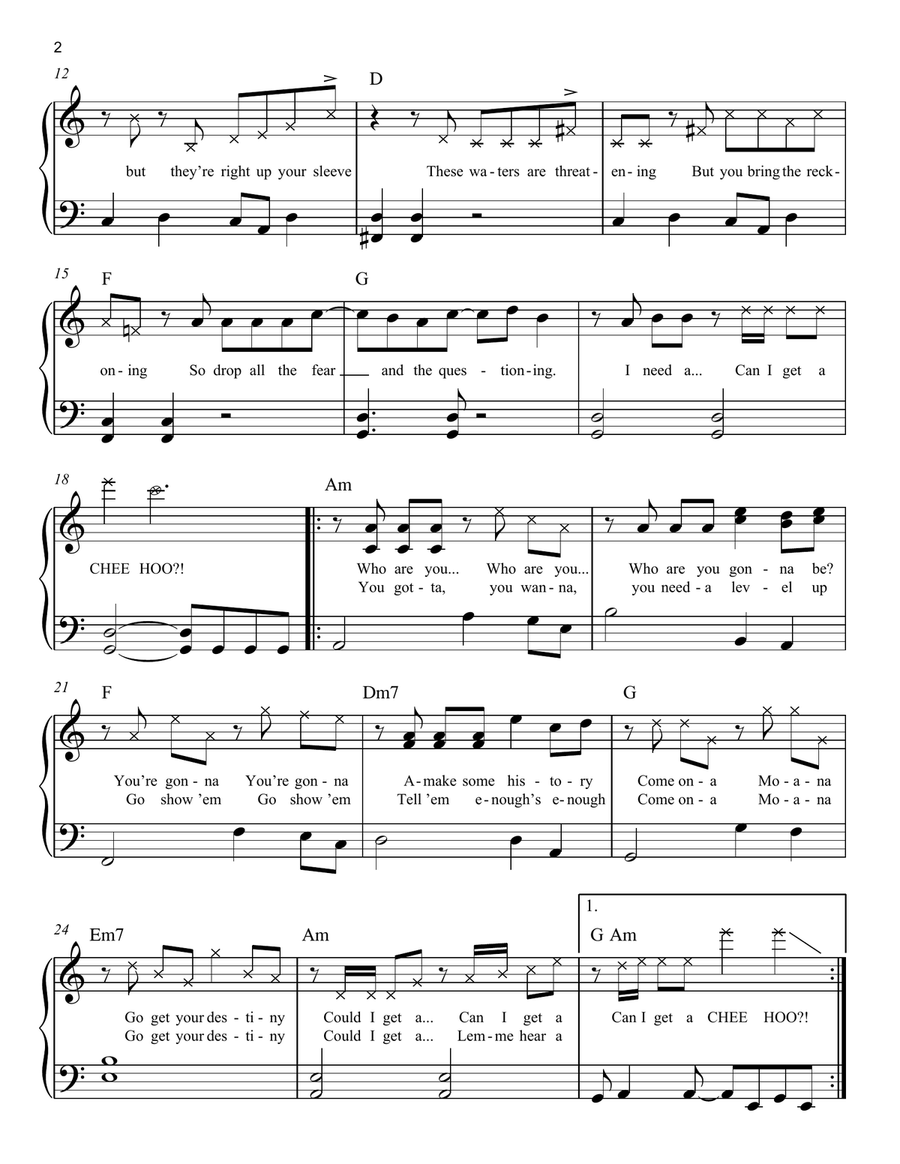 Can I Get A Chee Hoo? (from Moana 2) Easy Piano scores gallery preview page 2