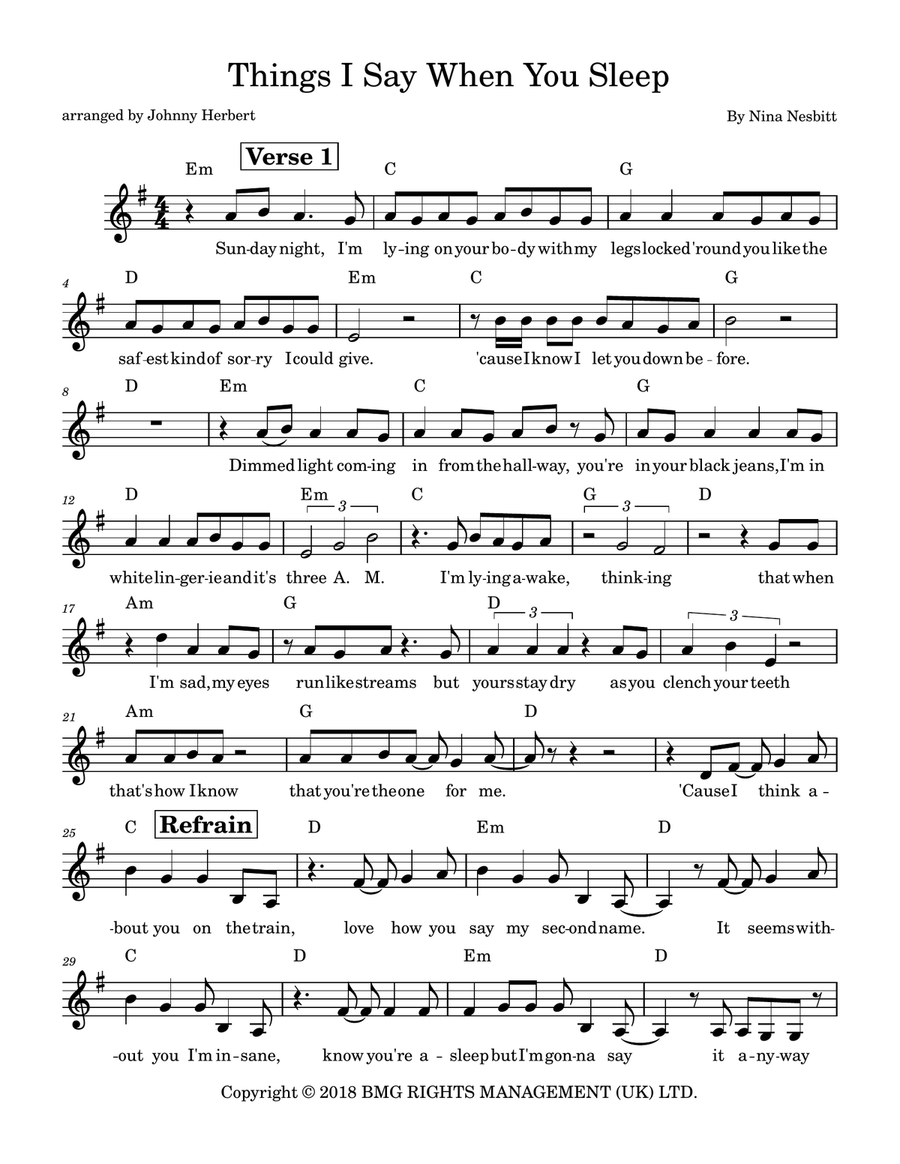 Things I Say When You Sleep Piano scores gallery preview page 1