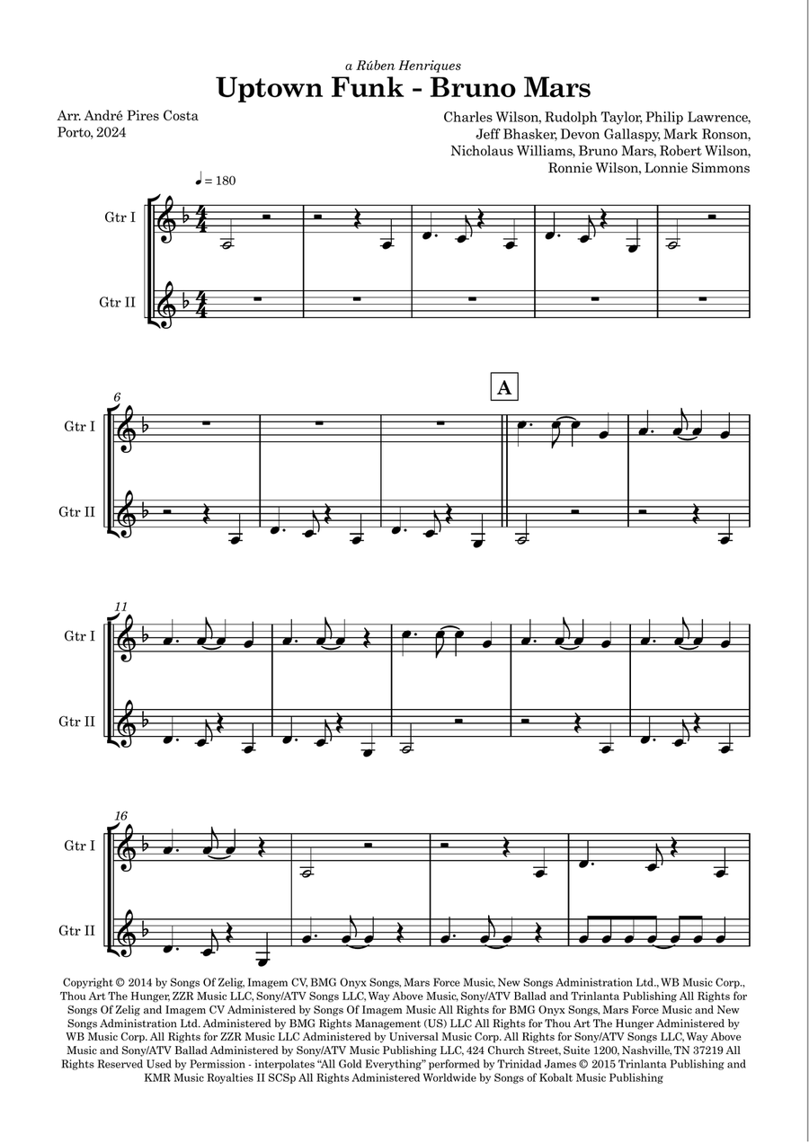 Uptown Funk Acoustic Guitar scores gallery preview page 1
