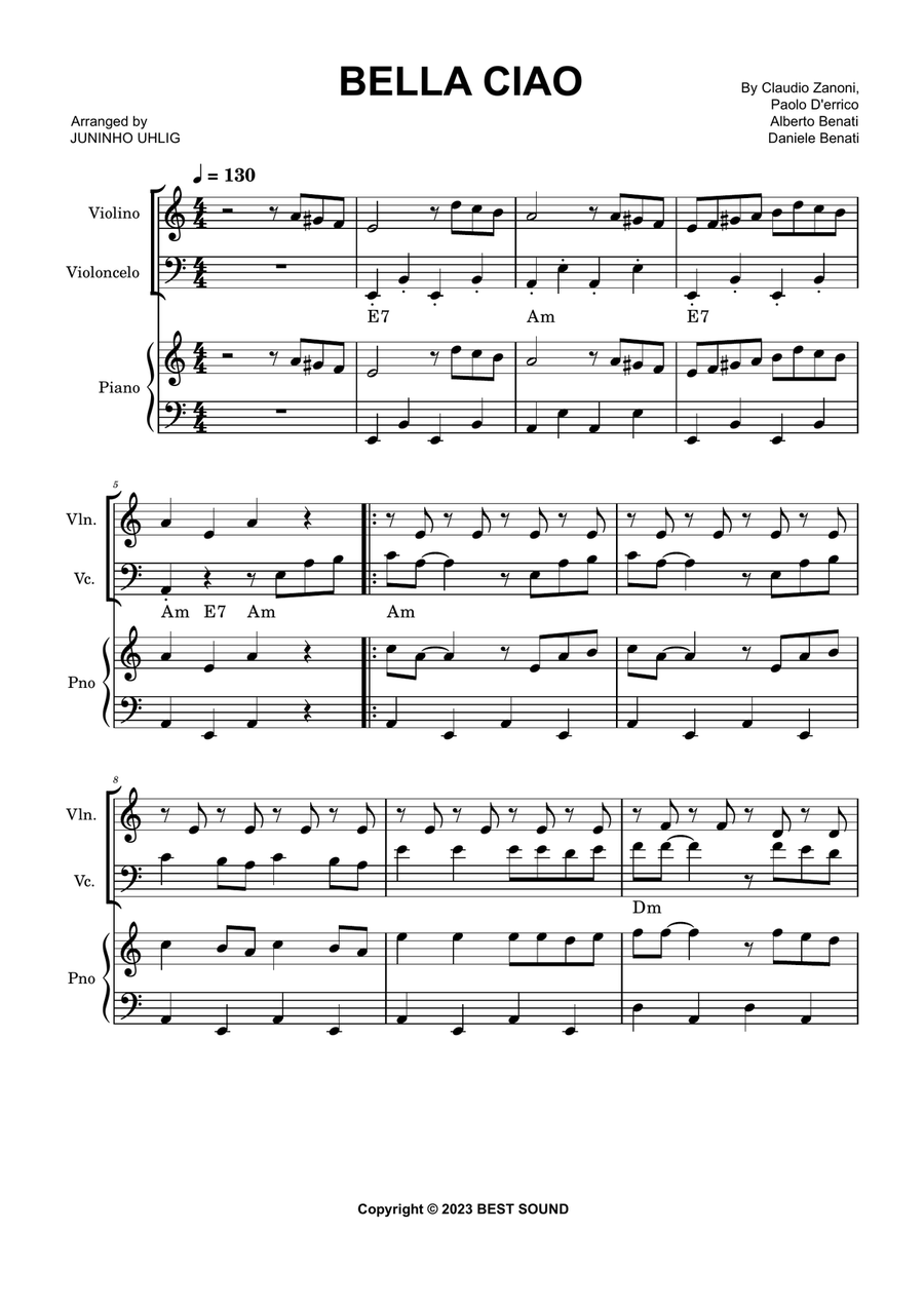 Bella Ciao A Cappella Bella Ciao A Cappella Choir scores gallery preview page 1