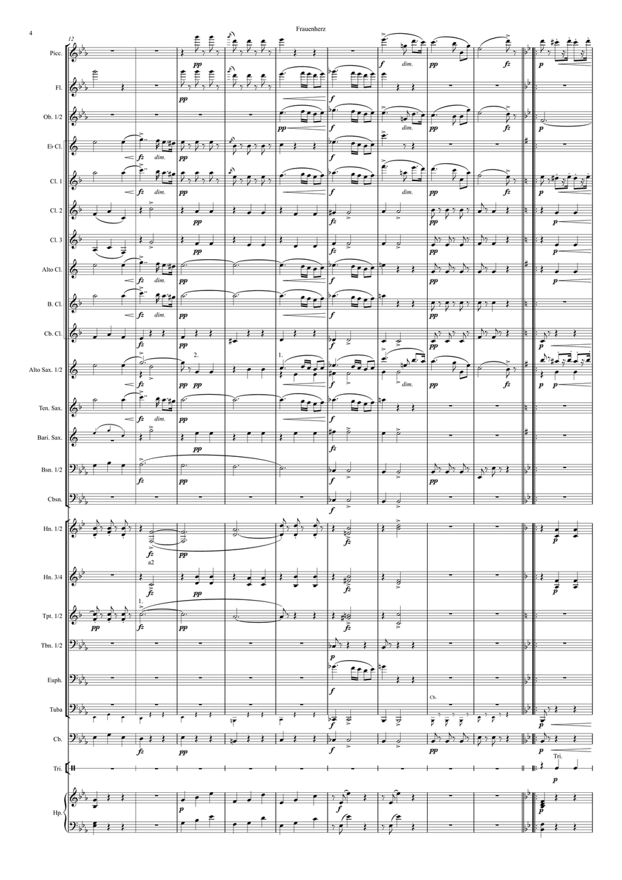 Frauenherz (A Woman's Heart), Polka mazur, op. 166 Concert Band scores gallery preview page 4