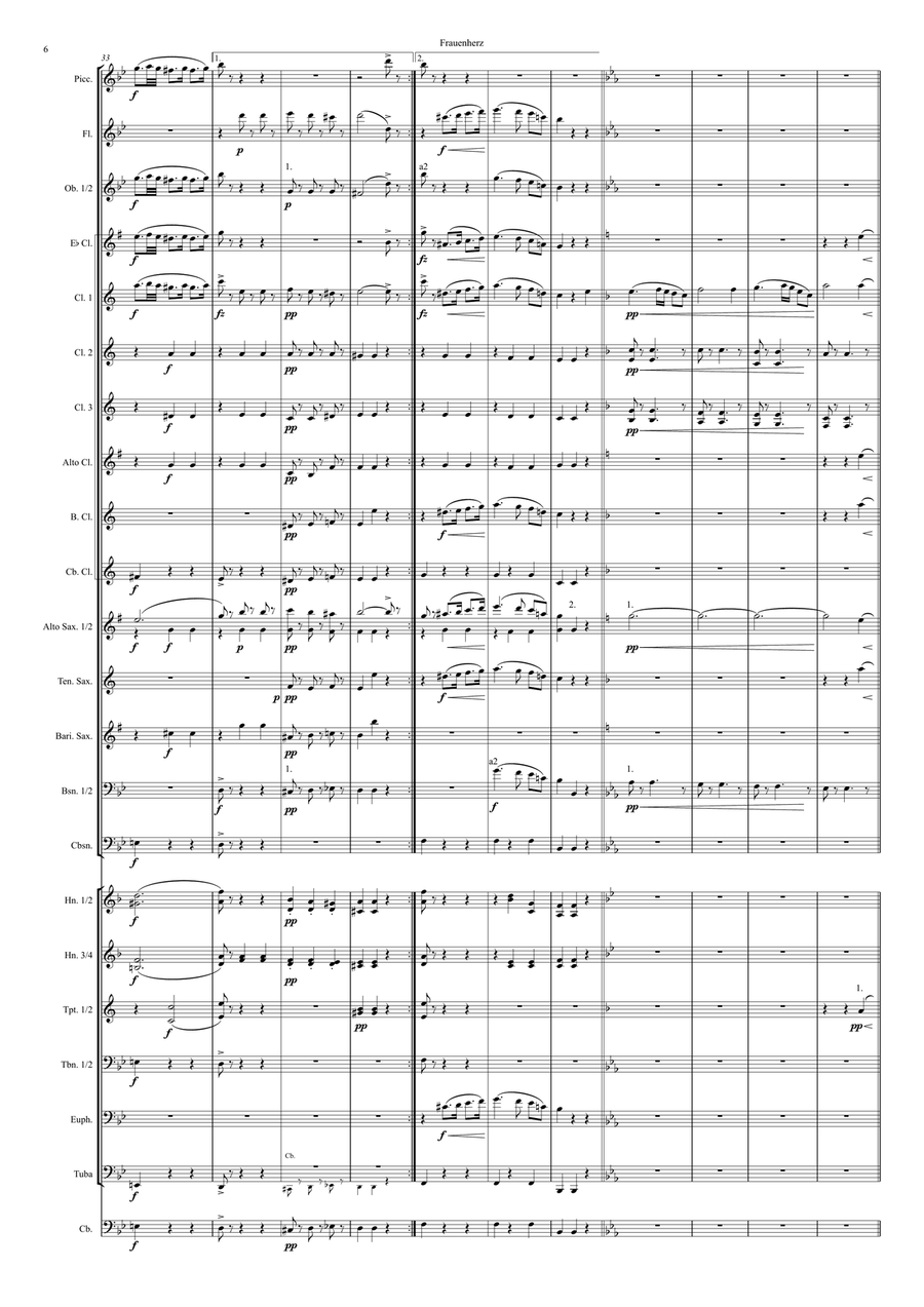 Frauenherz (A Woman's Heart), Polka mazur, op. 166 Concert Band scores gallery preview page 6