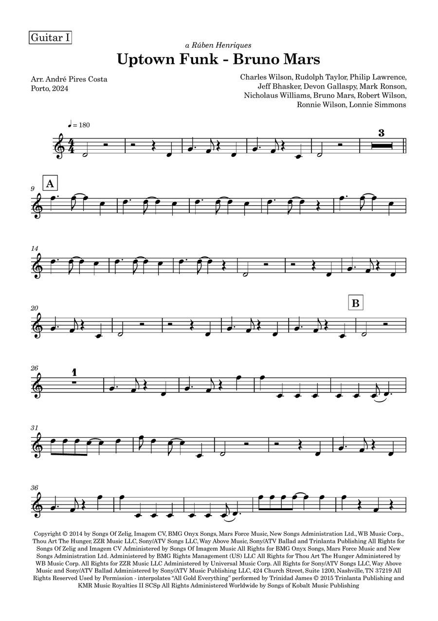 Uptown Funk Acoustic Guitar scores gallery preview page 4