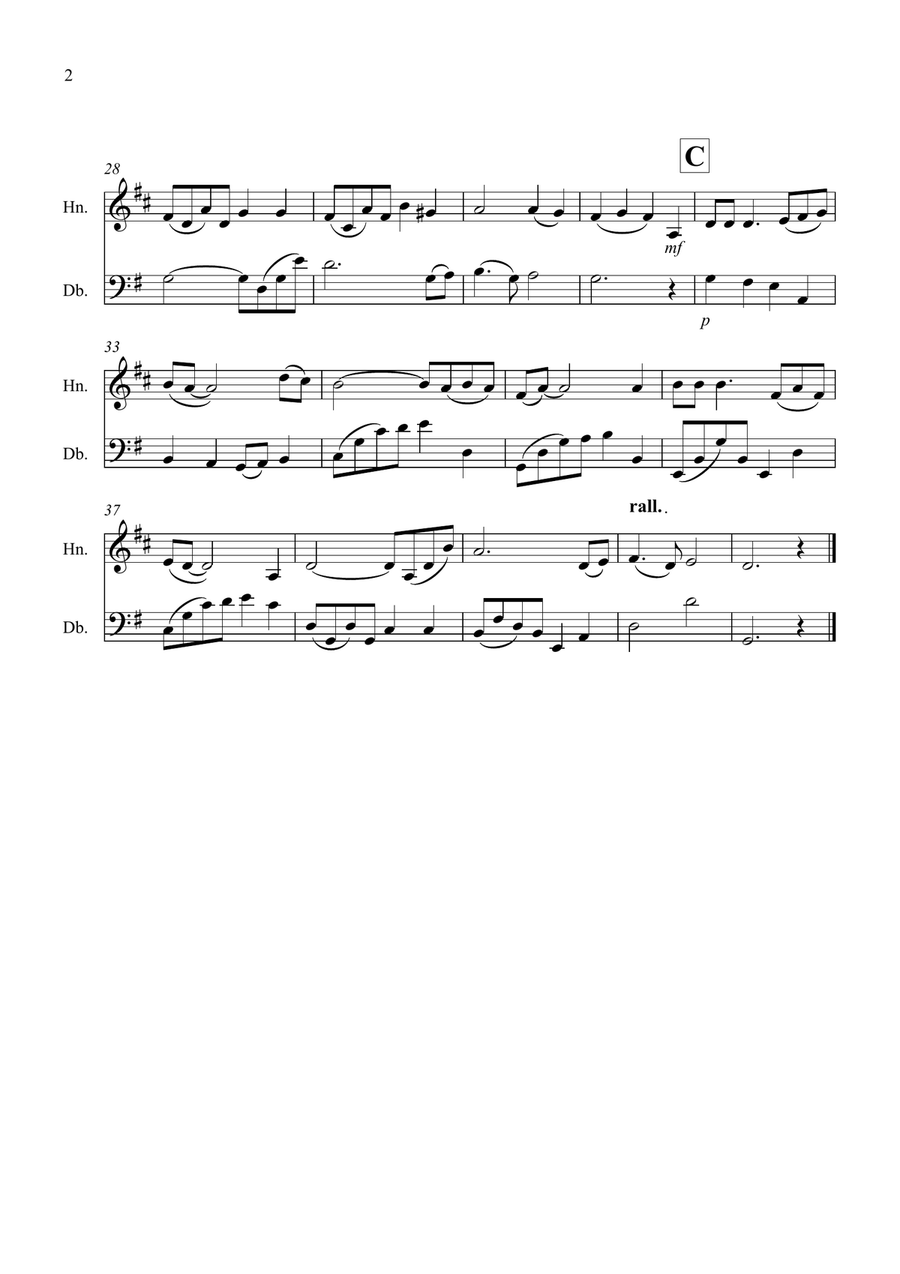 Shenandoah for Horn and Double Bass Duet Horn scores gallery preview page 2