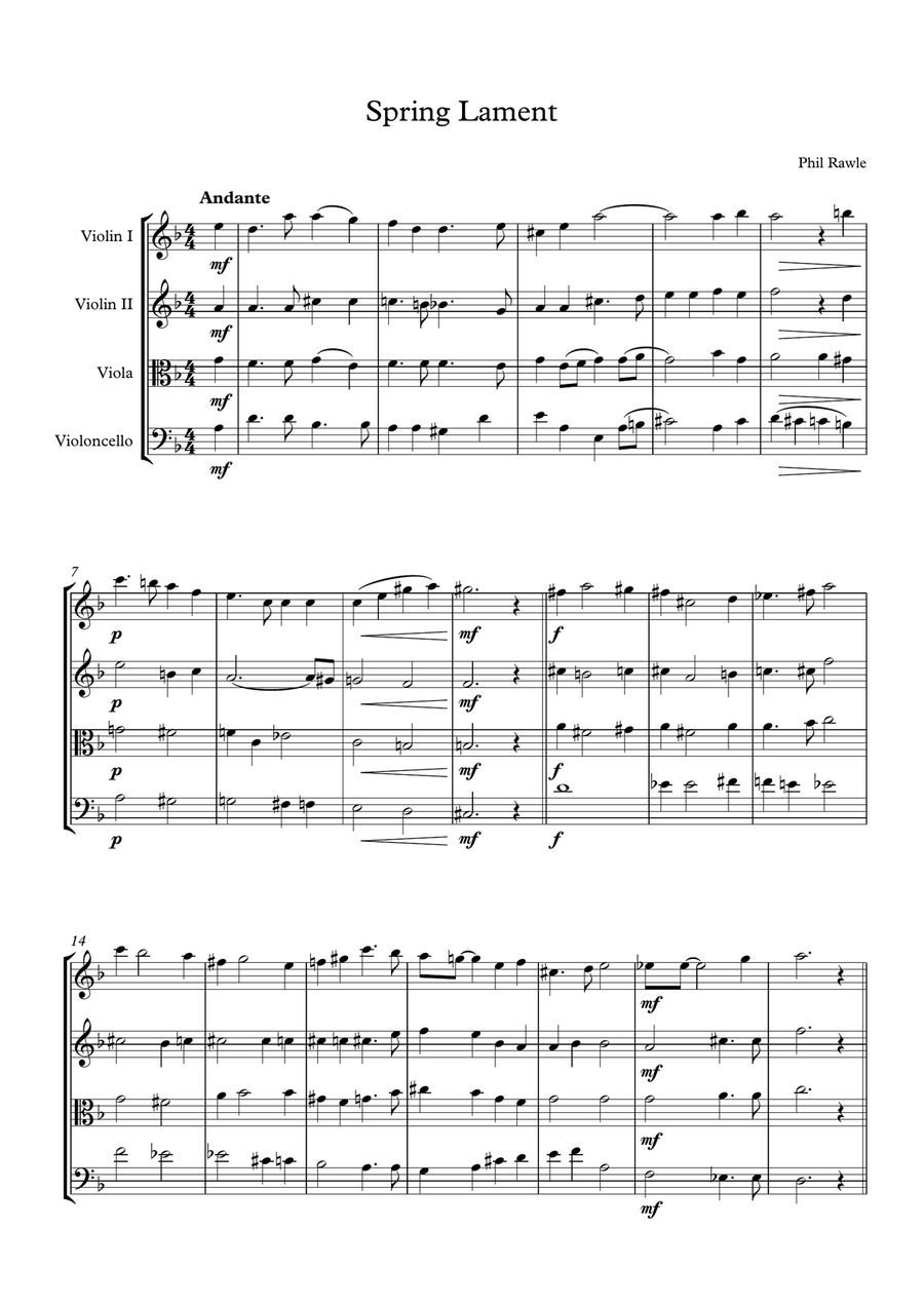 Spring Lament - String Quartet String Quartet scores gallery preview page 1