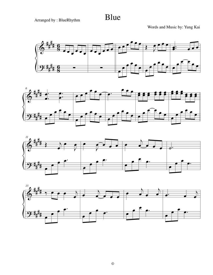 Blue Blue Piano Solo scores gallery preview page 1
