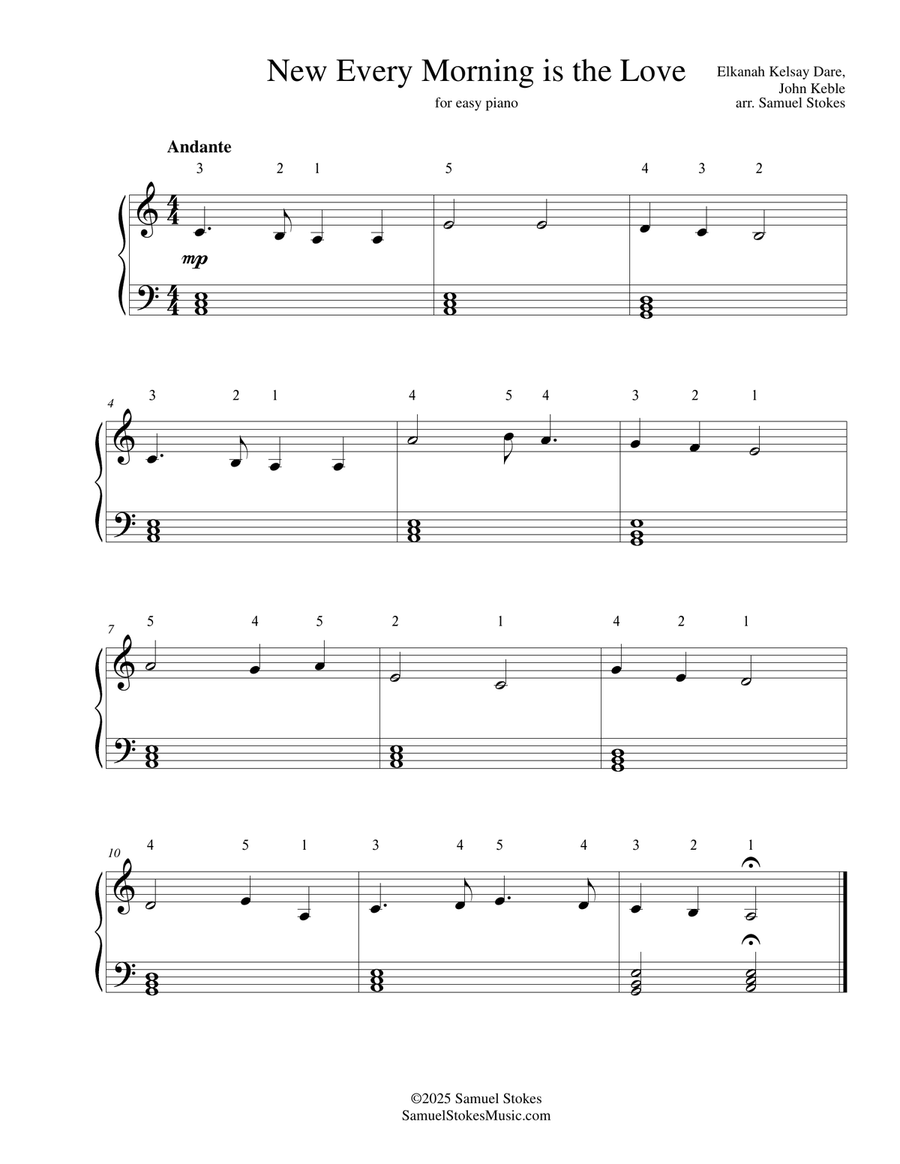 New Every Morning is the Love - for easy piano Easy Piano scores gallery preview page 1