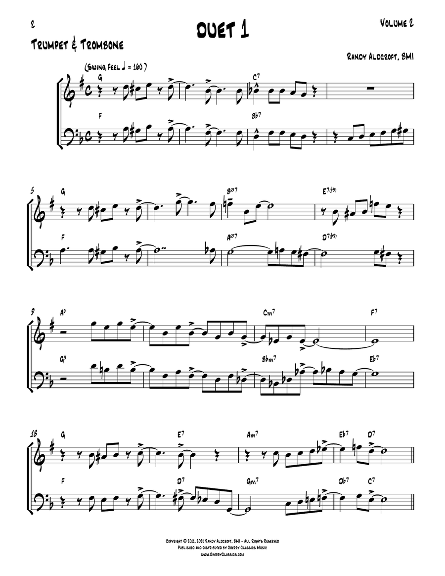 Famous Jazz Duets, v. 2 for Trumpet and Trombone Duet Brass Duet scores gallery preview page 2