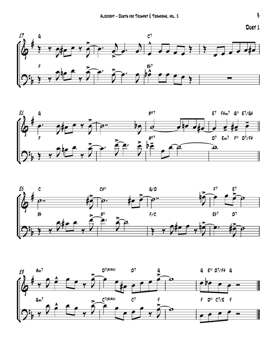 Famous Jazz Duets, v. 2 for Trumpet and Trombone Duet Brass Duet scores gallery preview page 3