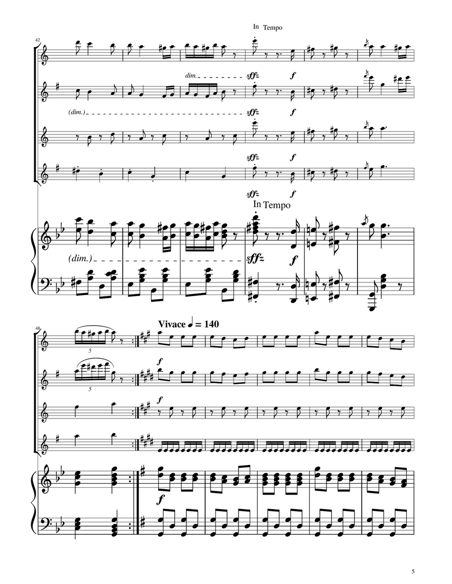Hungarian Dance No. 5 - Sax Quartet Saxophone Quartet scores gallery preview page 5