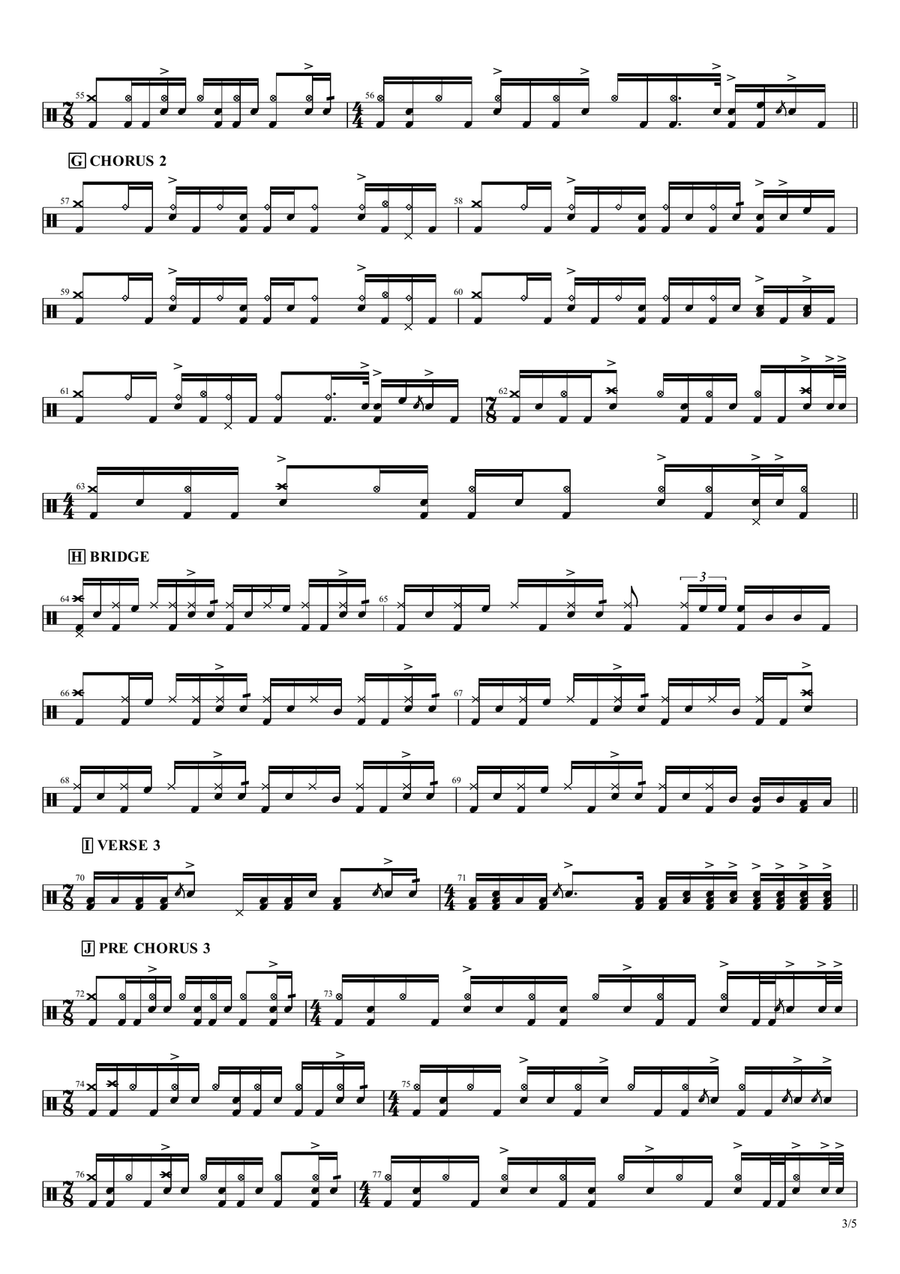 The Day I Tried To Live The Day I Tried To Live Drum Set scores gallery preview page 3