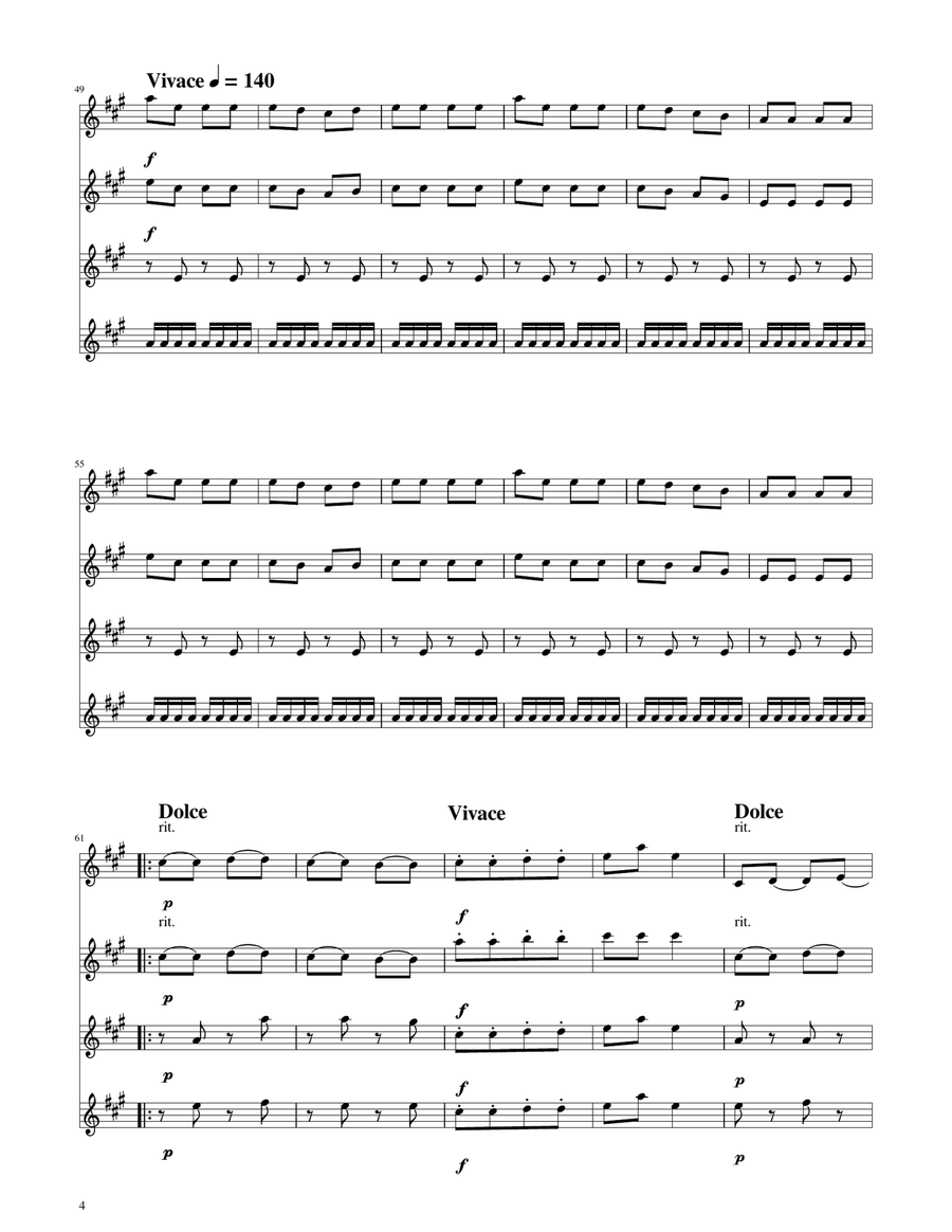 Hungarian Dance No. 5 - Clarinet Quartet Clarinet Quartet scores gallery preview page 4