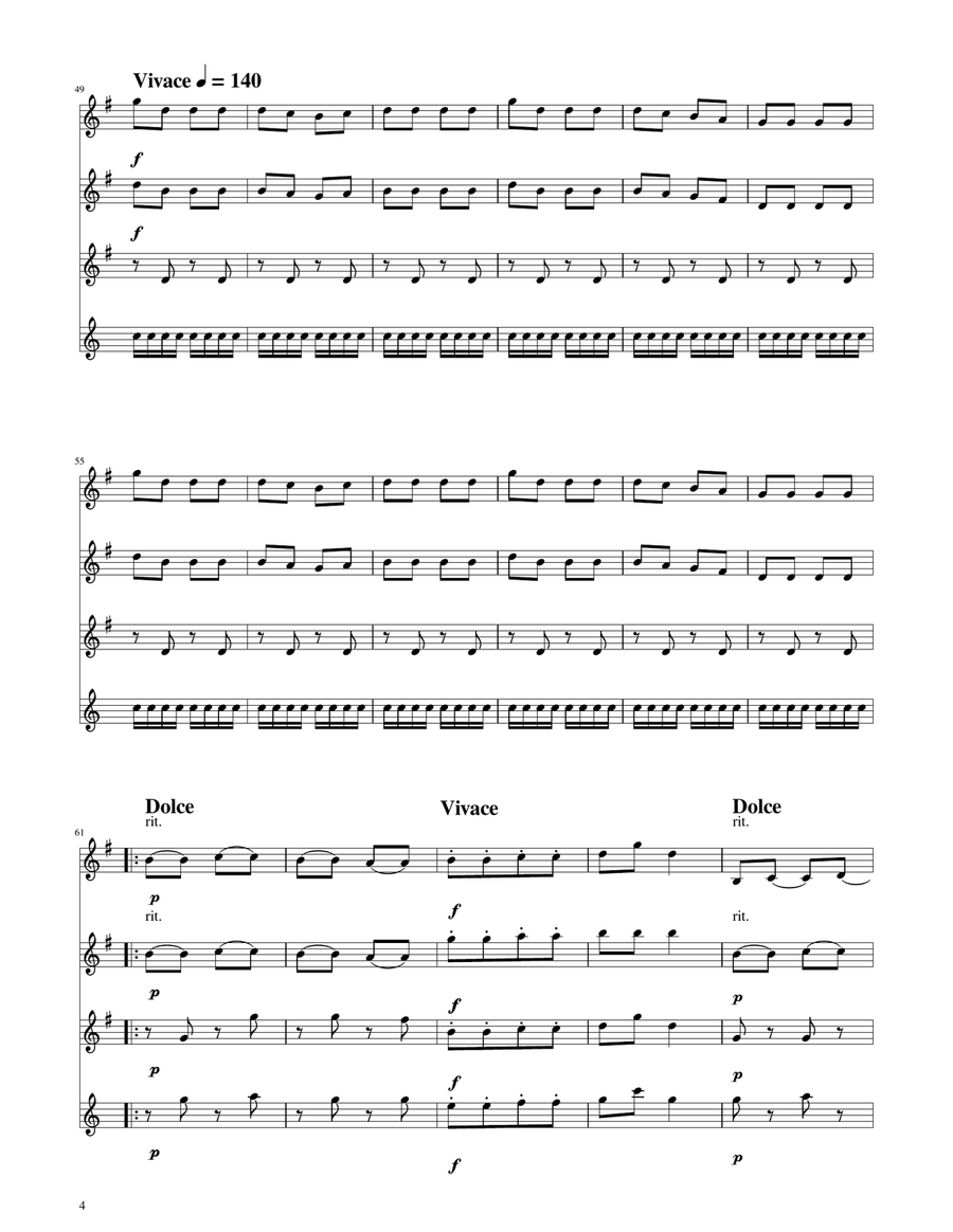 Hungarian Dance No. 5 - Flute Quartet Flute Quartet scores gallery preview page 4