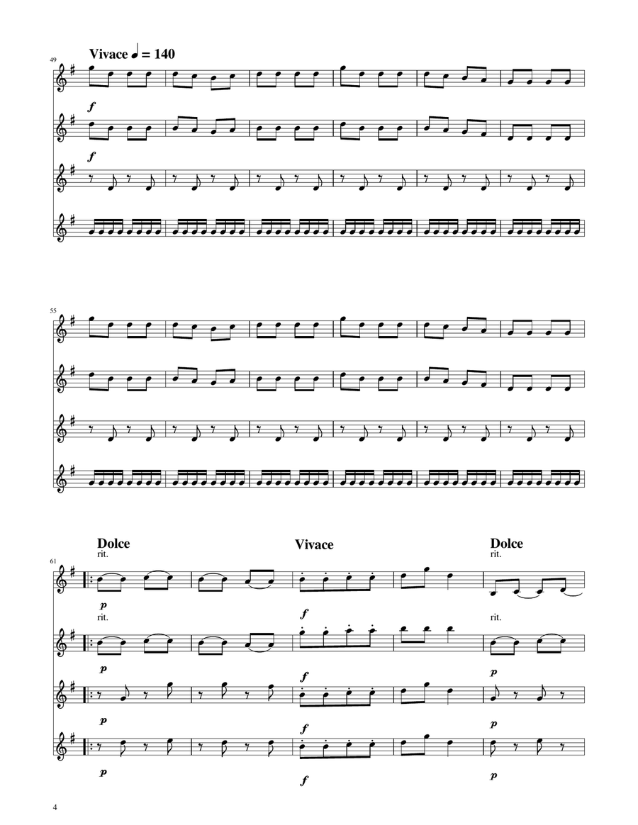 Hungarian Dance No. 5 - Flute Quartet Flute Quartet scores gallery preview page 4