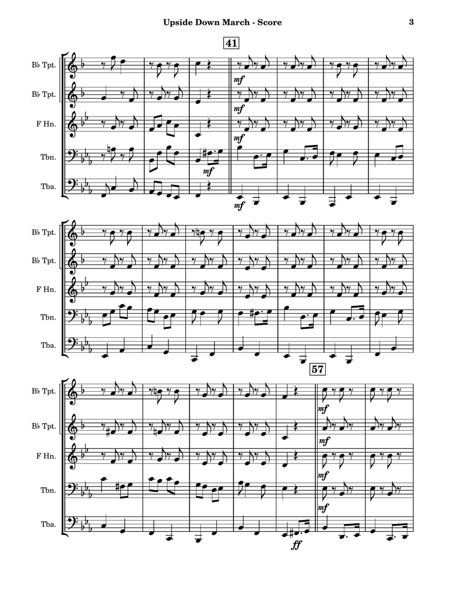 Upside Down March Brass Quintet scores gallery preview page 3