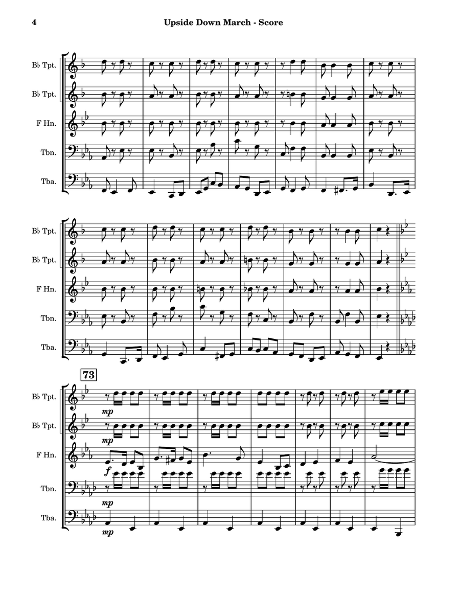 Upside Down March Brass Quintet scores gallery preview page 4