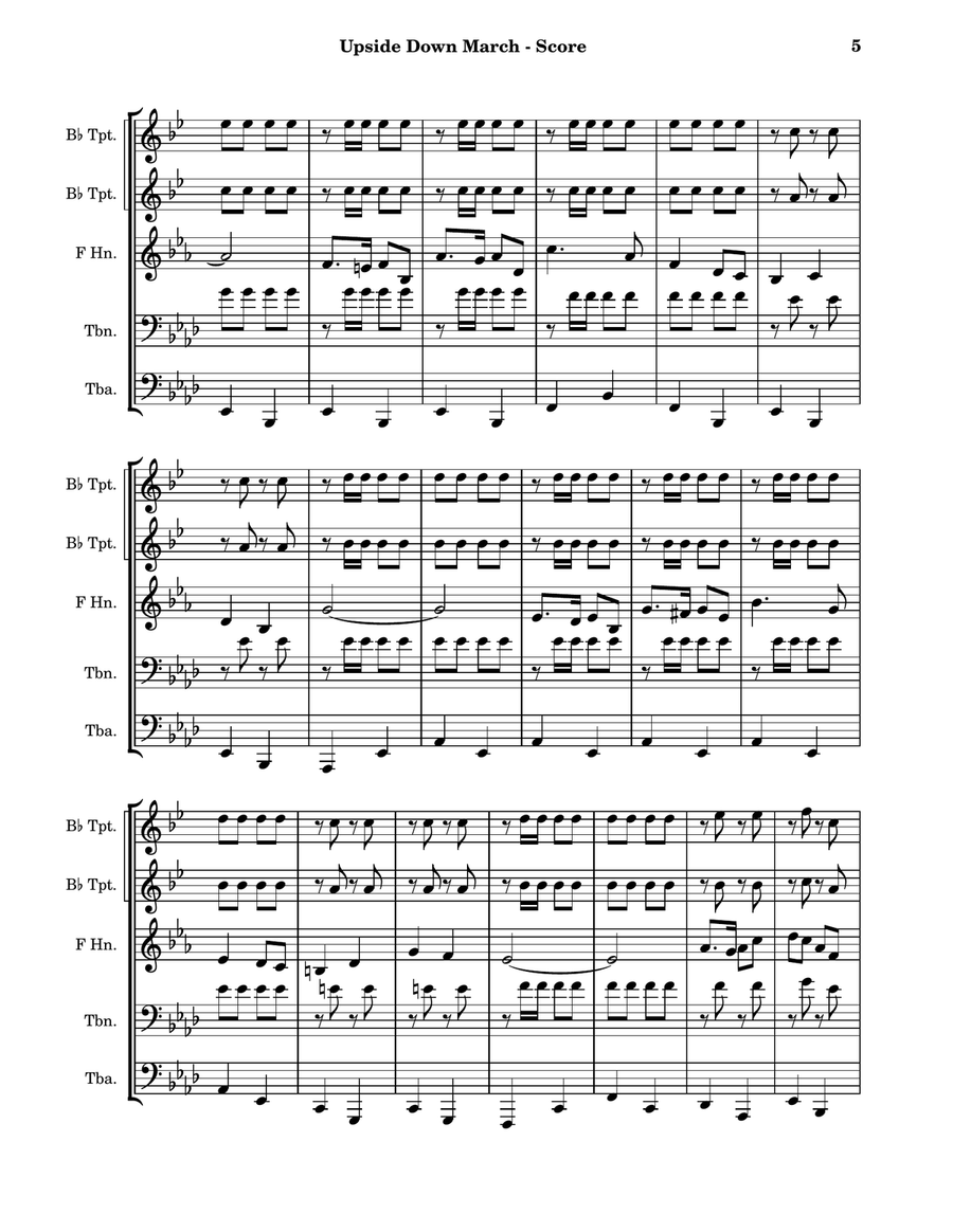 Upside Down March Brass Quintet scores gallery preview page 5