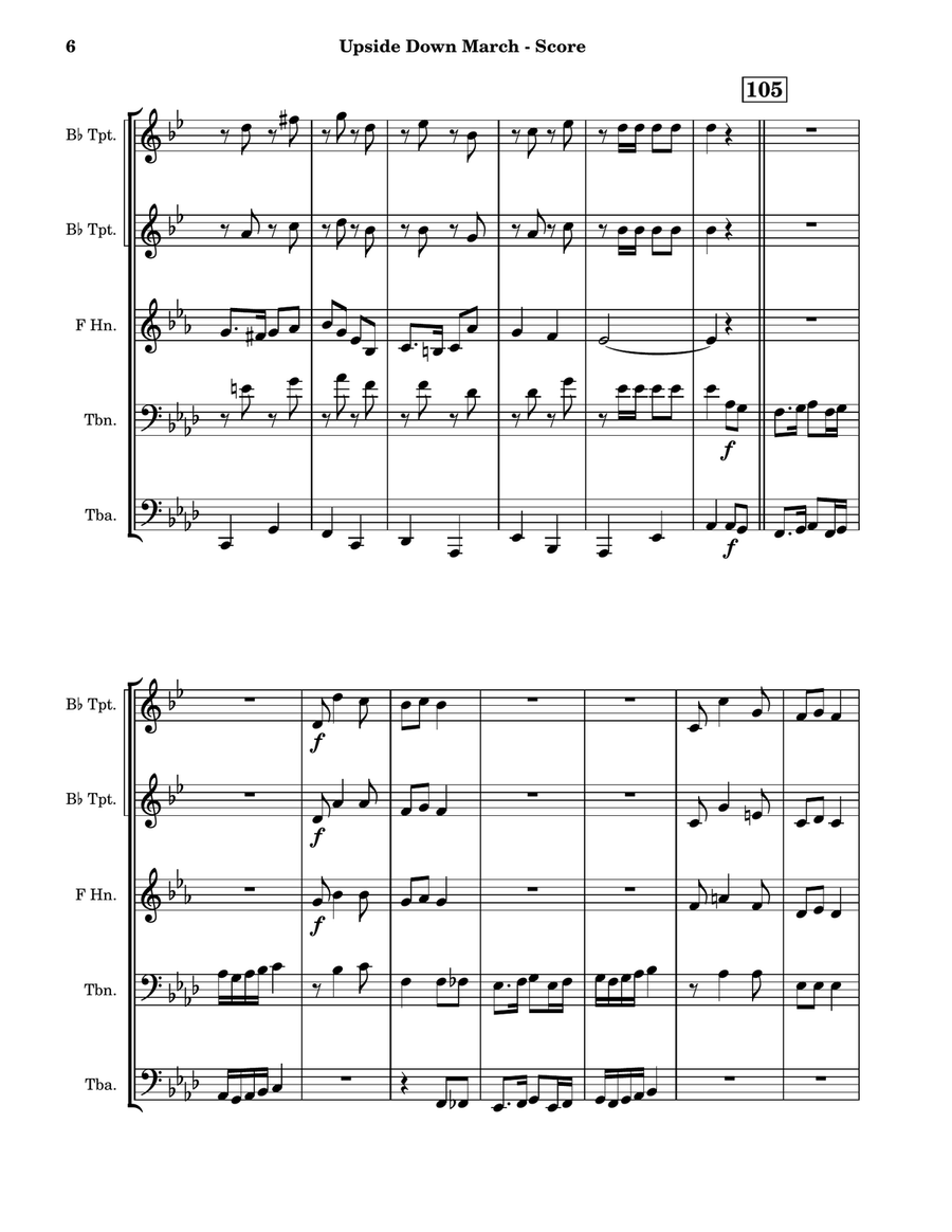 Upside Down March Brass Quintet scores gallery preview page 6