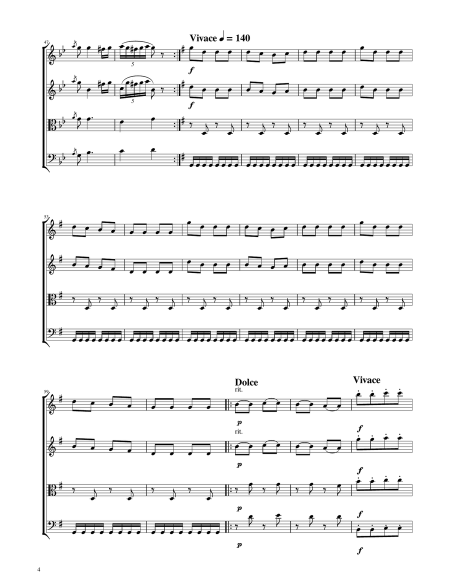 Hungarian Dance No. 5 - String Quartet String Quartet scores gallery preview page 4