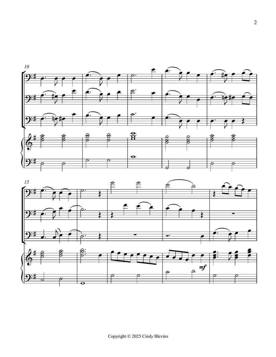 Auld Lang Syne, for Three Trombones and Piano Trombone Trio scores gallery preview page 3