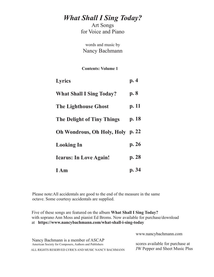 What Shall I Sing Today? Art Songs for Voice & Piano, Volume 1 Chamber Music scores gallery preview page 4