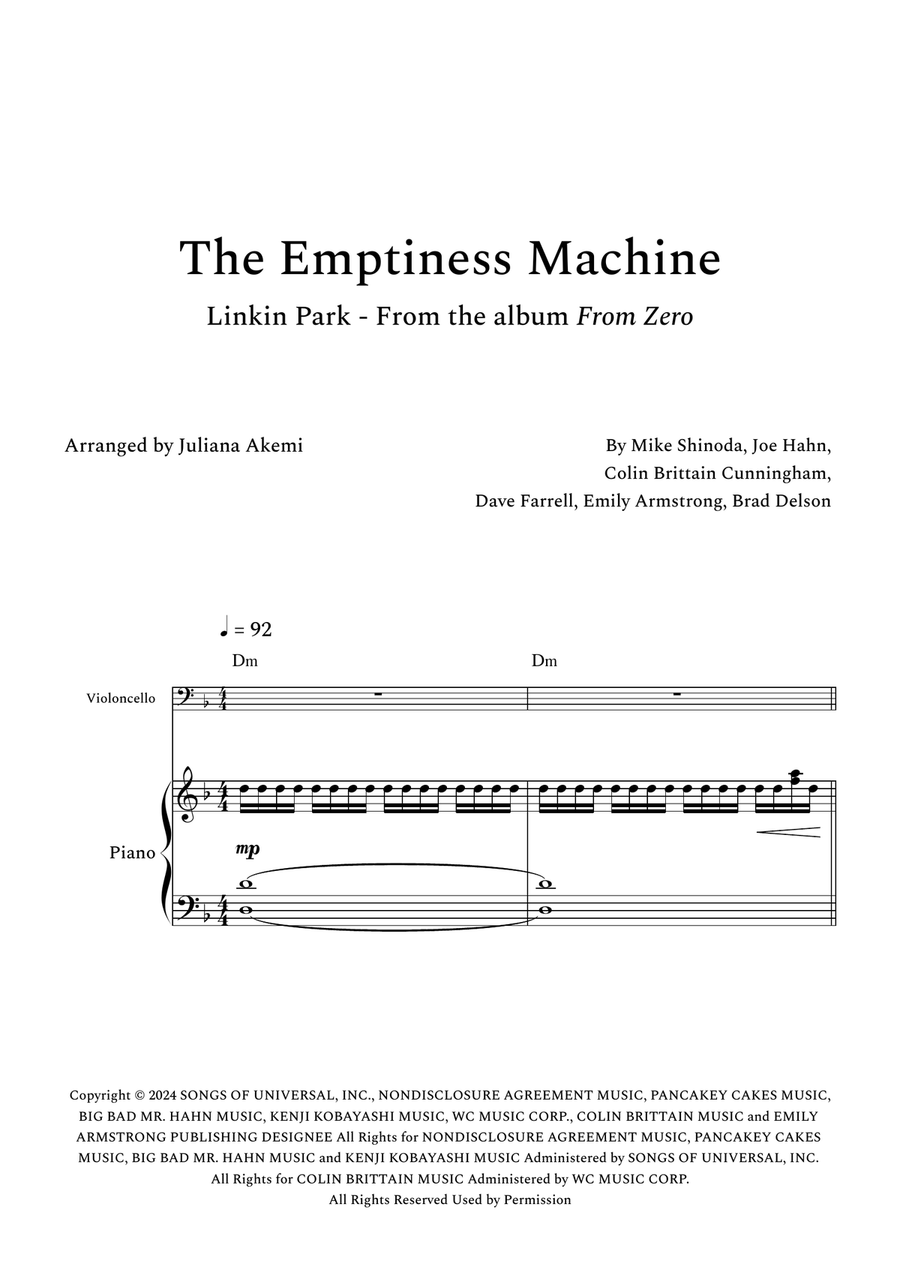 The Emptiness Machine The Emptiness Machine Piano scores gallery preview page 1