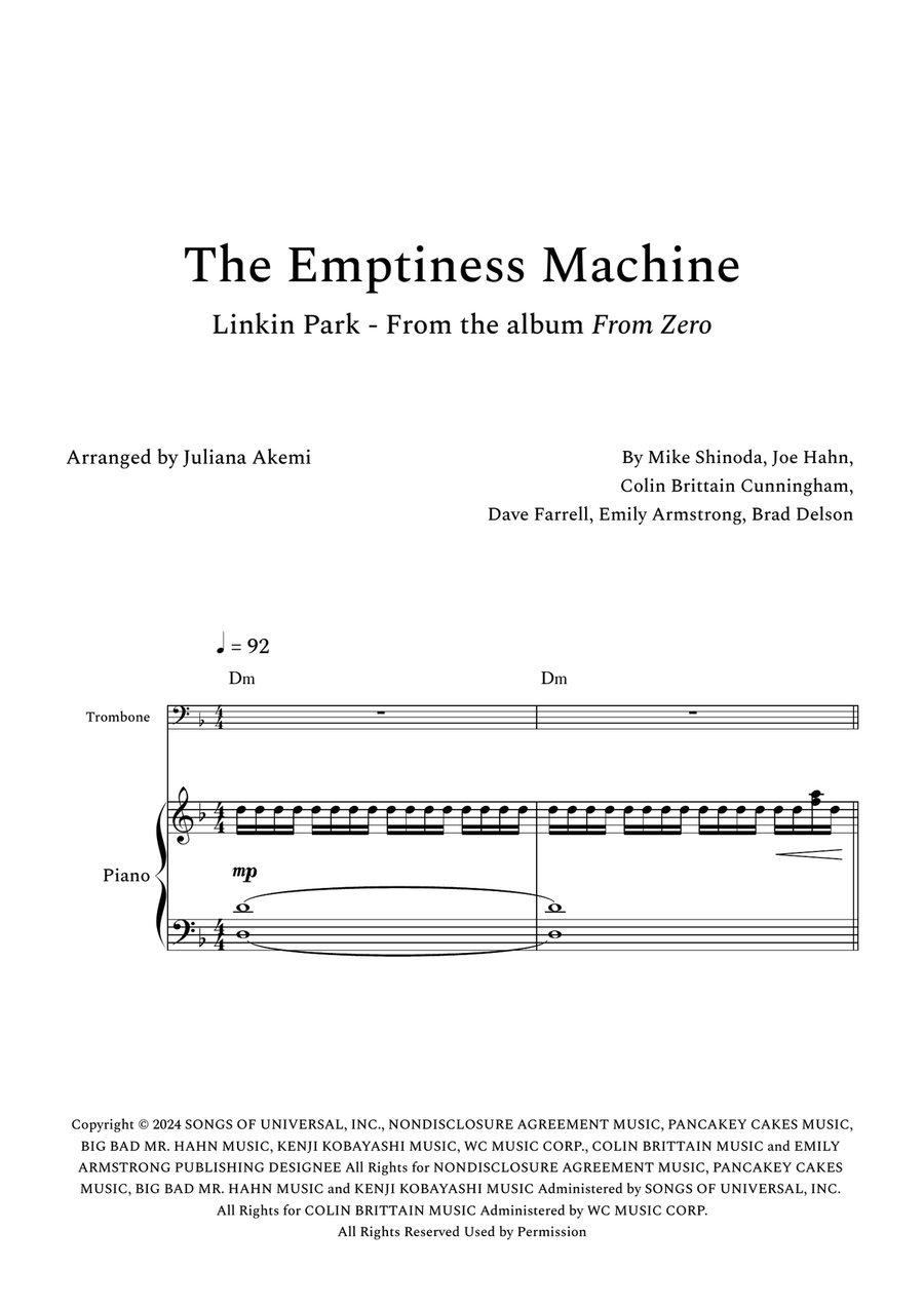 The Emptiness Machine Piano scores gallery preview page 1