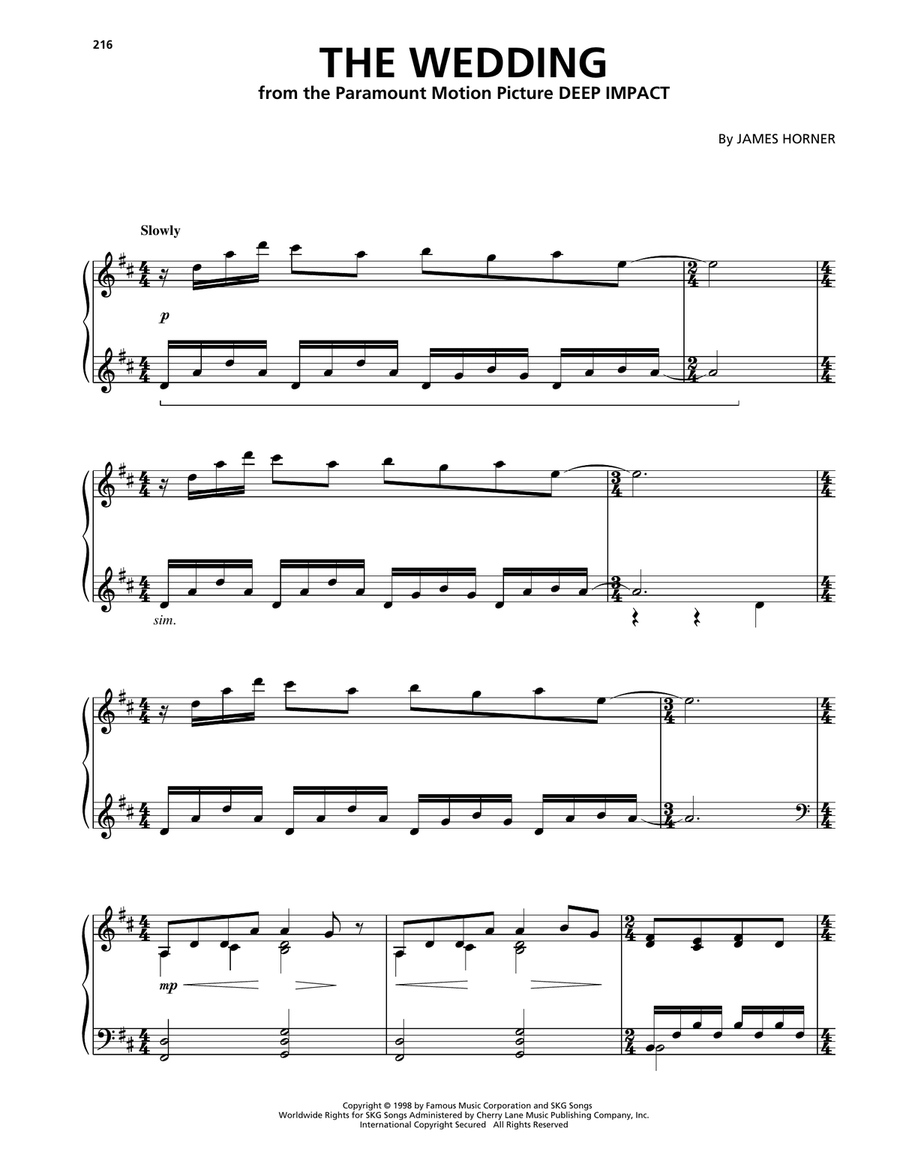 The Wedding (from Legends Of The Fall) Piano Solo scores gallery preview page 1