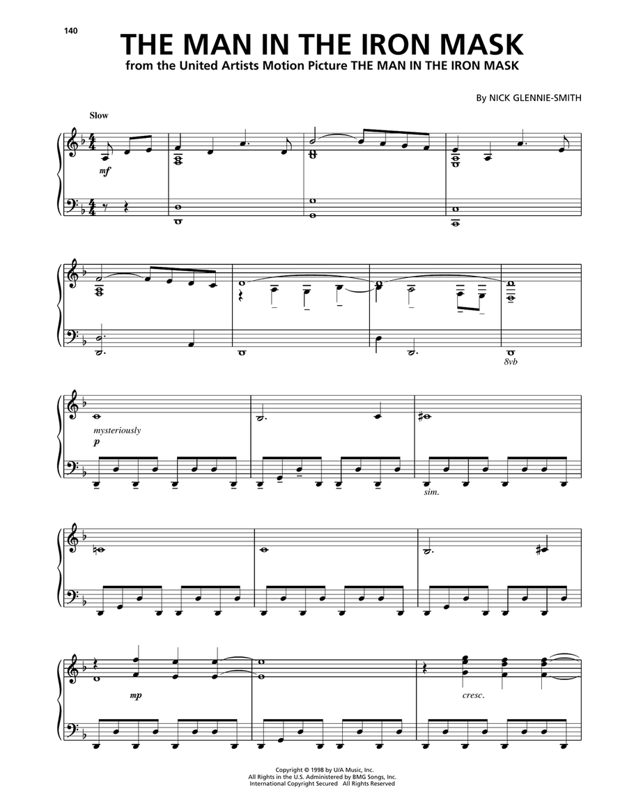 The Man In The Iron Mask The Man In The Iron Mask Piano Solo scores gallery preview page 1