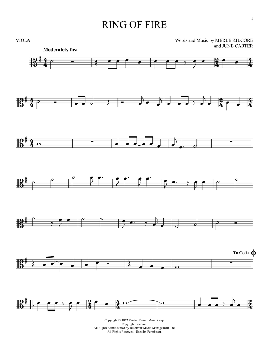Ring Of Fire Ring Of Fire Viola Solo scores gallery preview page 1