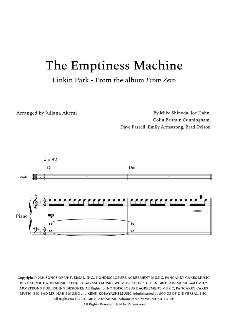 The Emptiness Machine The Emptiness Machine Viola scores gallery preview page 1