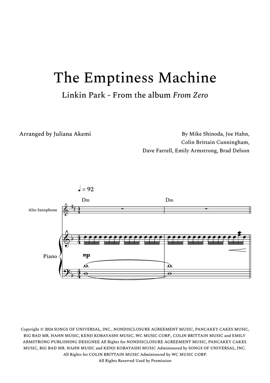 The Emptiness Machine The Emptiness Machine Alto Saxophone scores gallery preview page 1