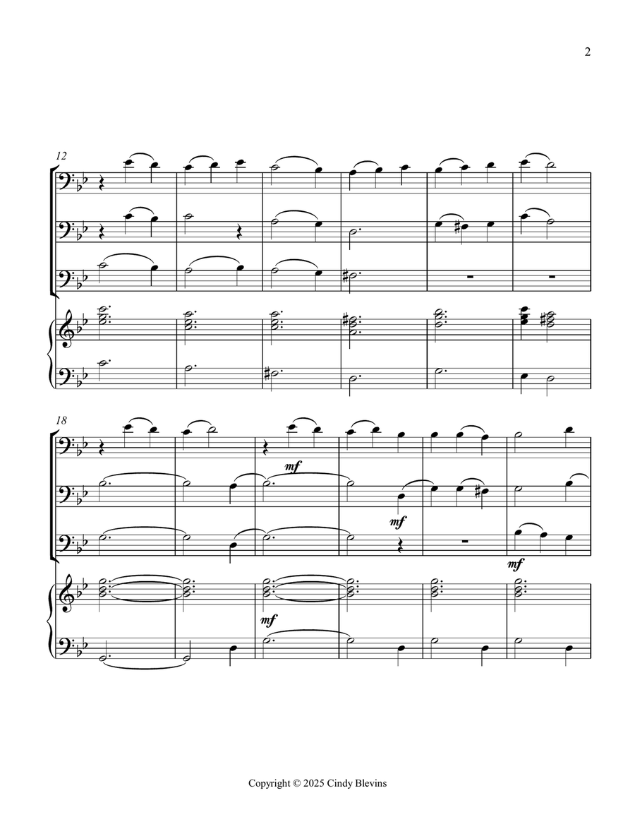Coventry Carol, for Three Trombones and Piano Trombone Trio scores gallery preview page 3