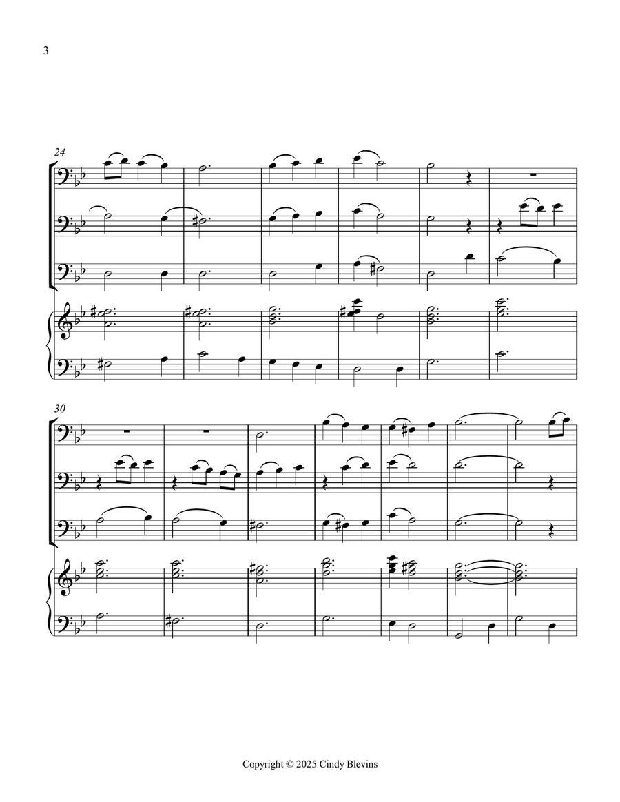 Coventry Carol, for Three Trombones and Piano Trombone Trio scores gallery preview page 4
