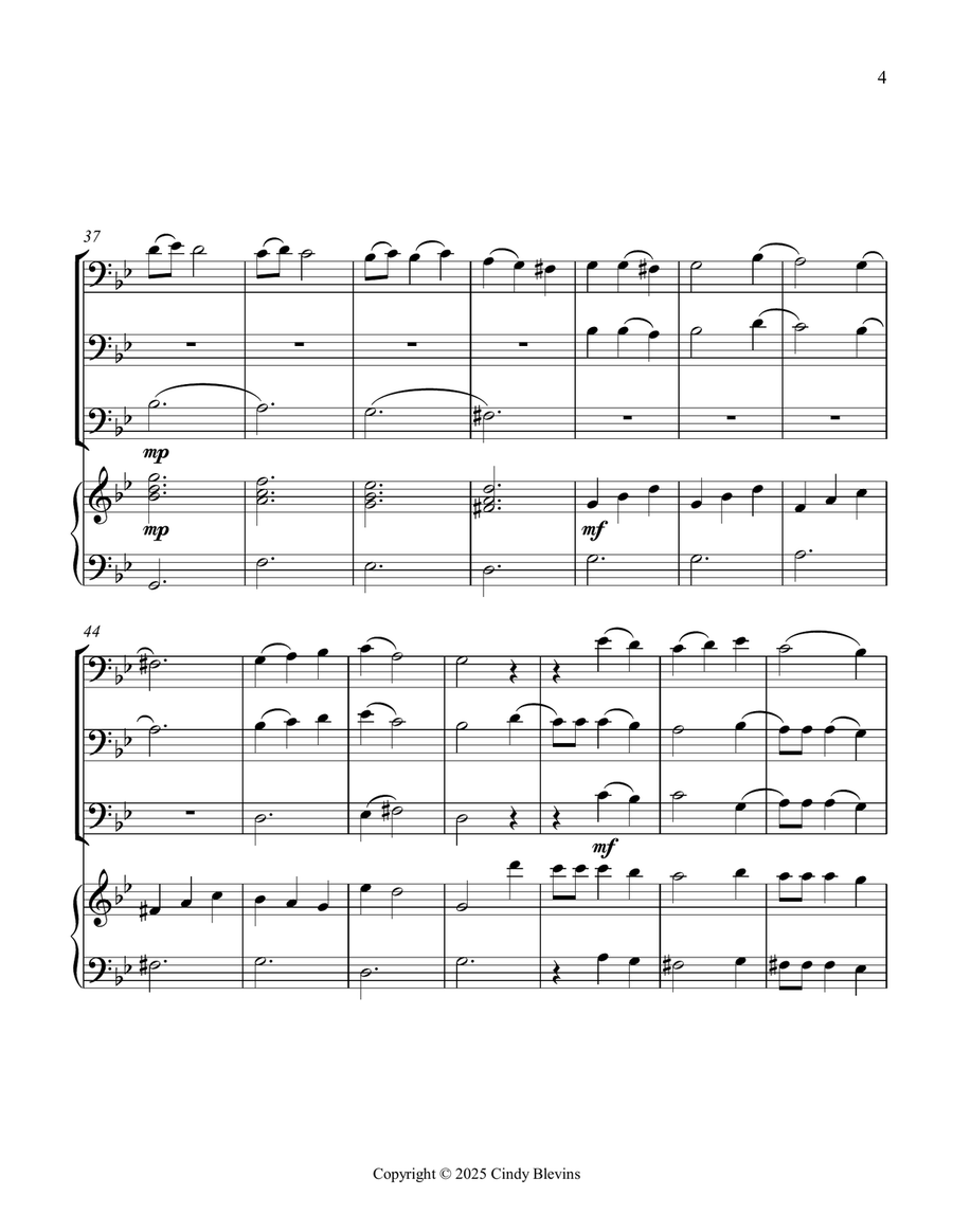 Coventry Carol, for Three Trombones and Piano Trombone Trio scores gallery preview page 5