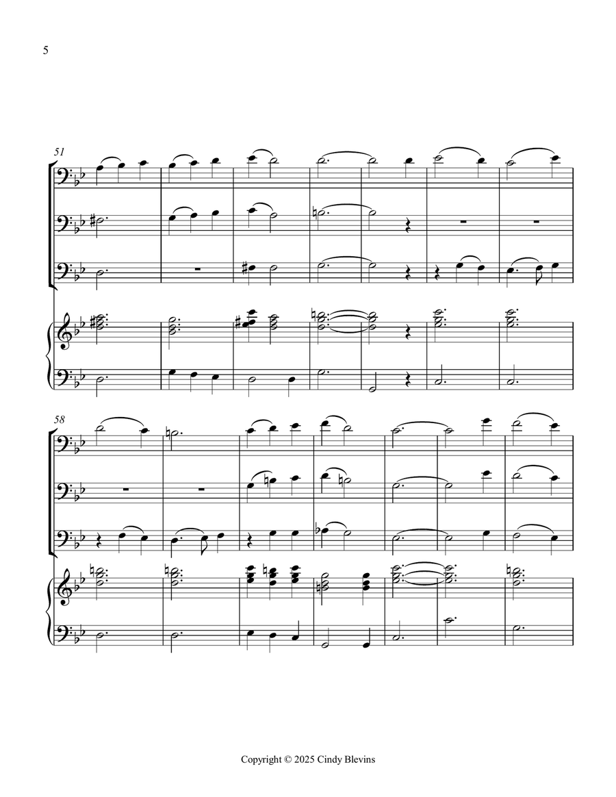 Coventry Carol, for Three Trombones and Piano Trombone Trio scores gallery preview page 6