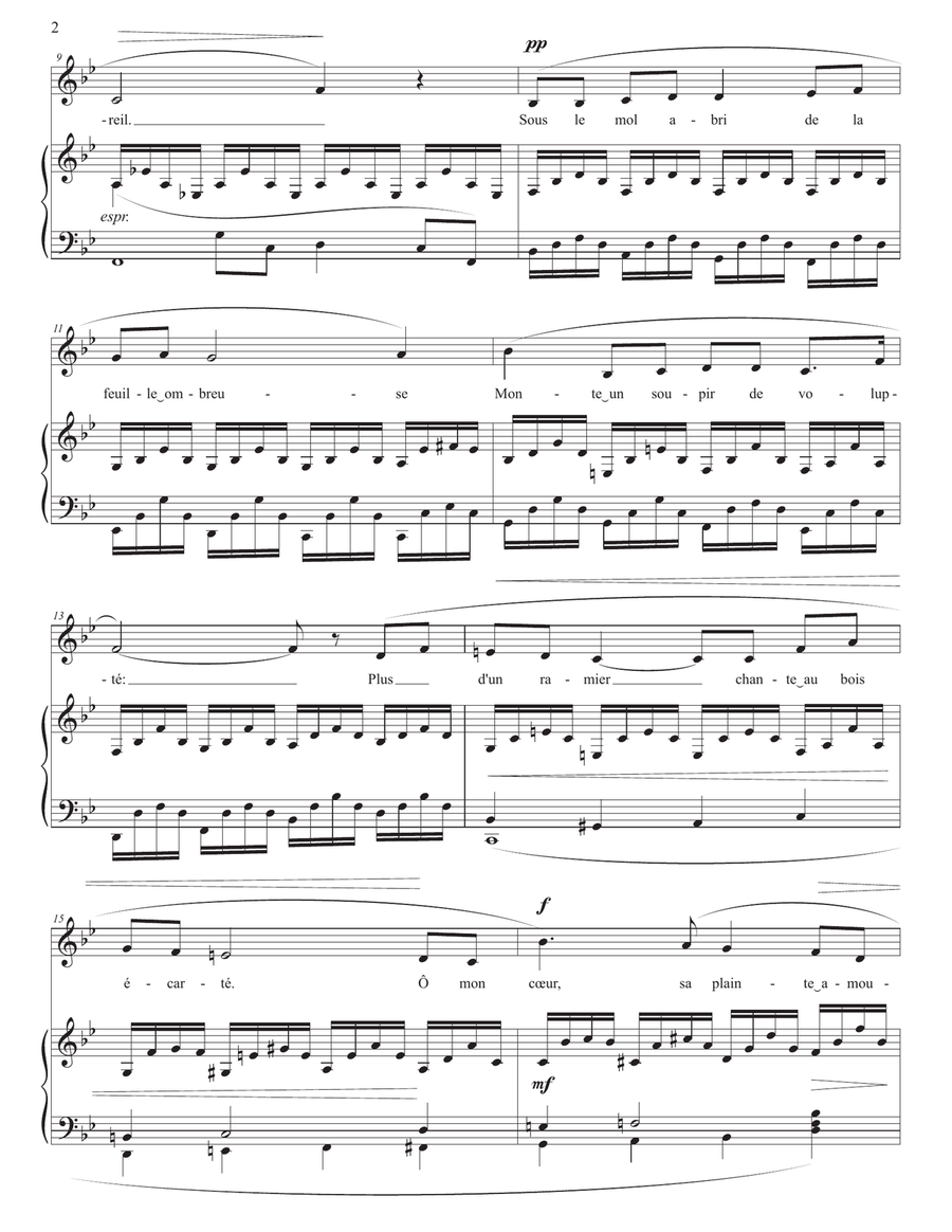 FAURÉ: Nell, Op. 18 no. 1 (transposed to B-flat major) Piano, Vocal scores gallery preview page 3