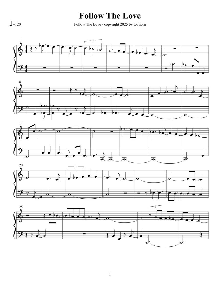 Follow The Love Follow The Love Easy Piano scores gallery preview page 1